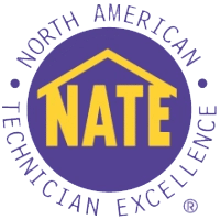 NATE certification logo - For AC service in Flower Mound, trust Barbosa Plumbing & Air Conditioning, a NATE-certified contractor. 