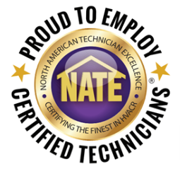 NATE Certification logo - We proudly employ certified technicians at Barbosa Plumbing & Air Conditioning.