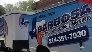 Barbosa Plumbing & Air Conditioning truck and trailer stocked and prepared to handle any AC repair issue on your service call.